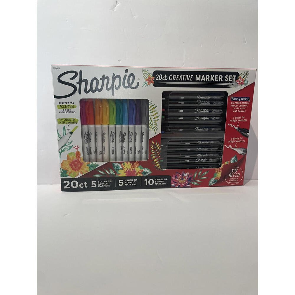 Sharpie 20ct Creative  Marker Set, Bullet/Brush/Chisel Tips, Acrylic